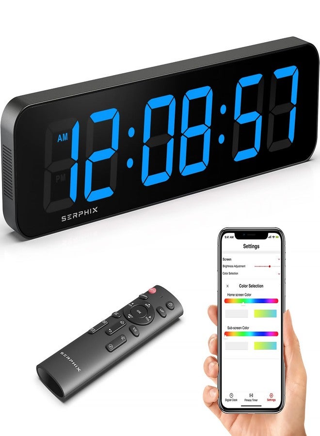 SERPHIX 15.2" Large Digital Wall Clock with App & Remote Control, Customizable RGB Colors, 10 Alarms, Stopwatch, Countdown, Timer Clock for Home Gym Living Room Office Garage Decor - Image 1